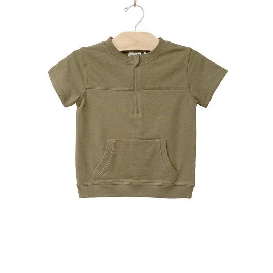 1/2 Zip Tee- Dusky Green