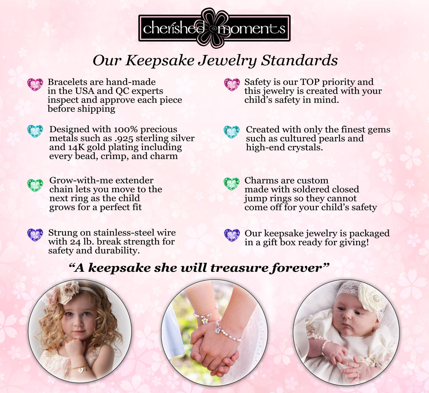 Girls Sterling Silver Pearl Baby Bracelet Kid's Jewelry