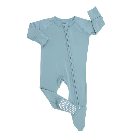 Frost Blue Bamboo Footie