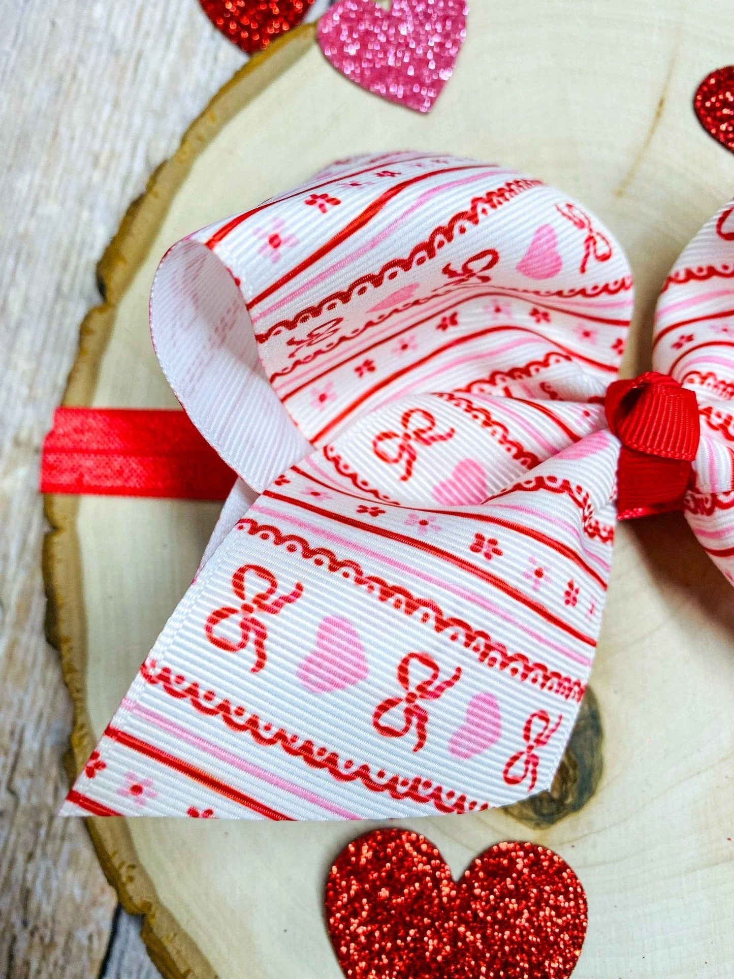 Hearts, Bows, & Stripes Hair Bow Headband
