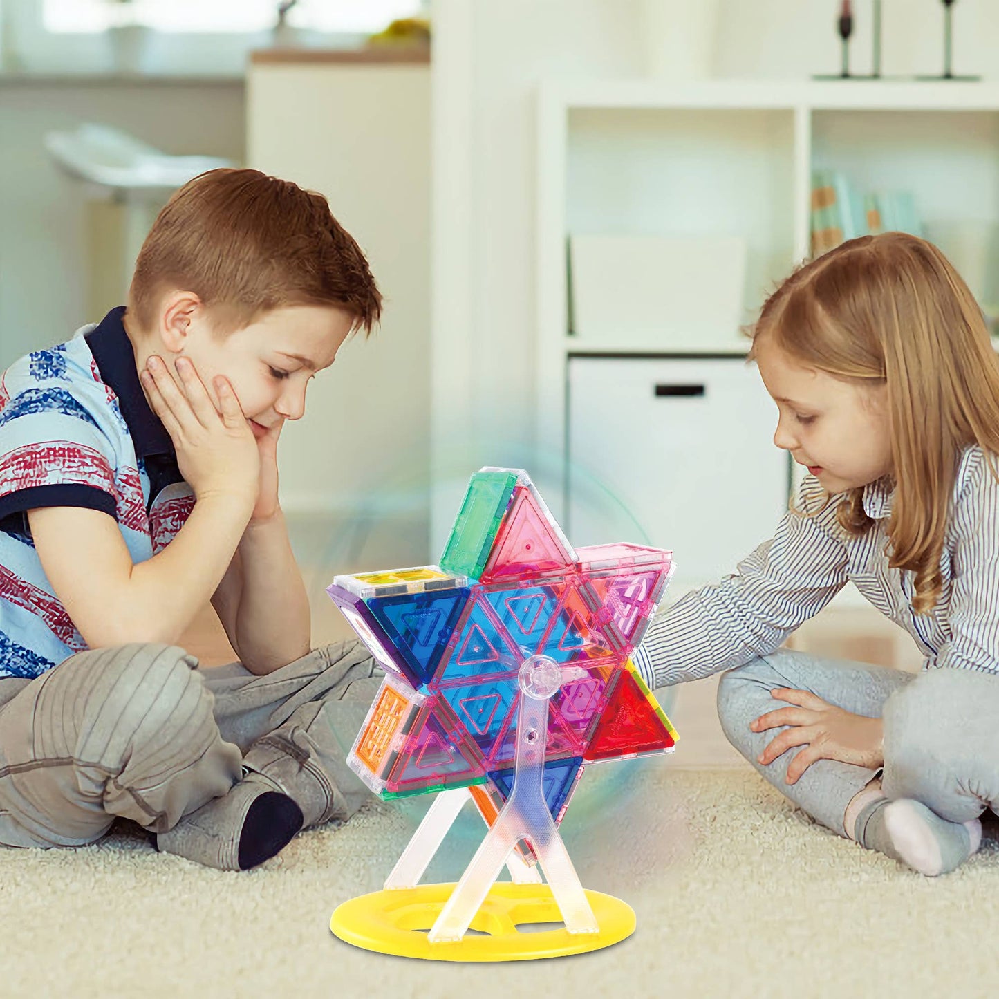 PicassoTiles 9pc (Ferris Wheel) Magnetic Tile Building Set