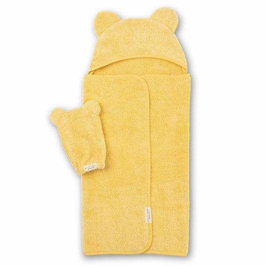 Hooded Towel + Wash Mitt Set | Sunshine