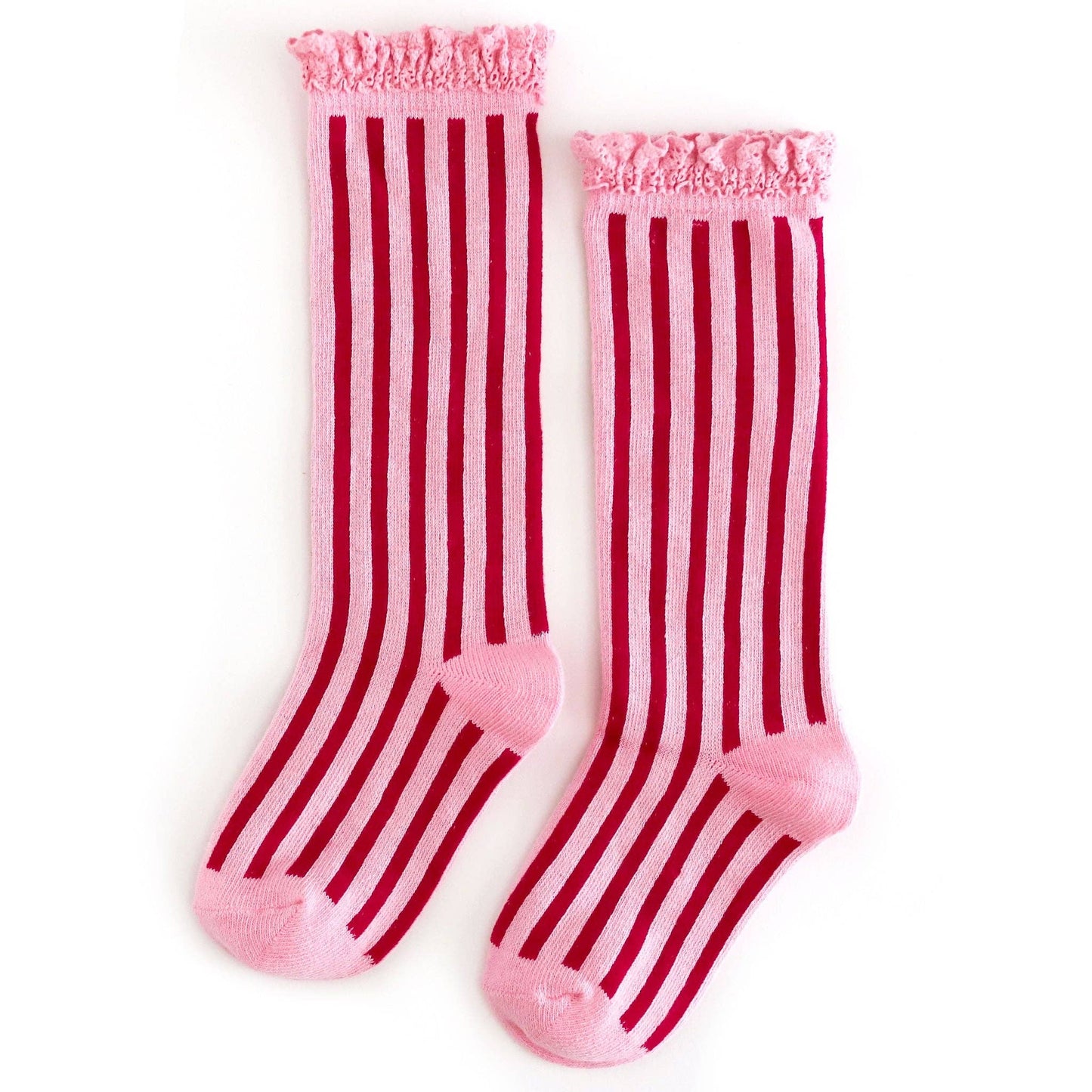 Candy Stripe | Lace Top Knee High Socks