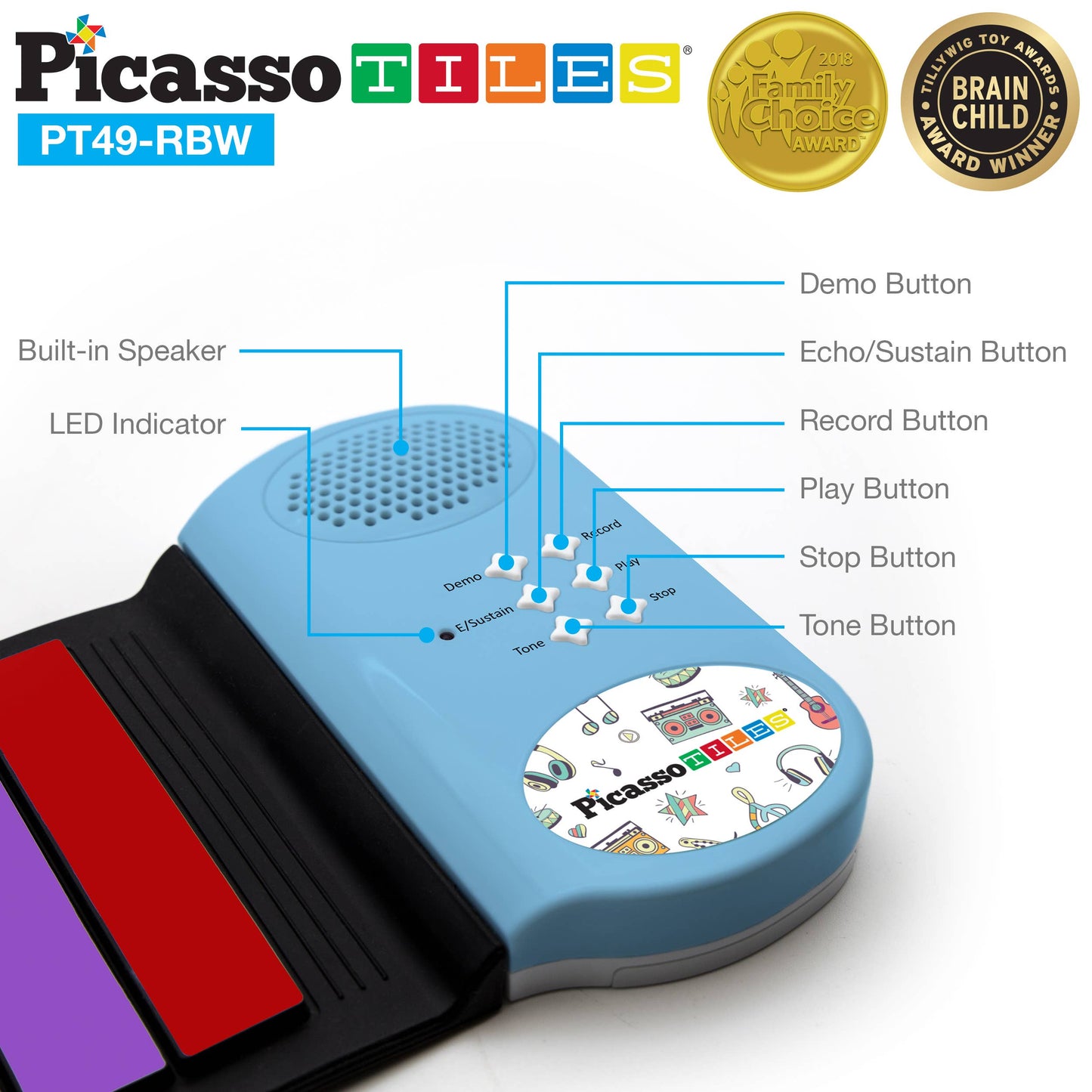 49 Key Colorful Roll-Up Keyboard