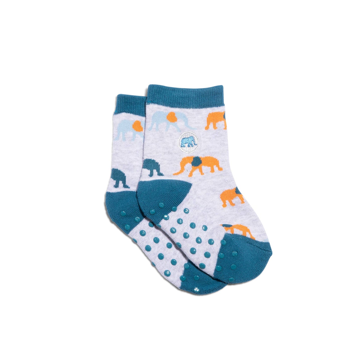 Kids Socks that Protect Elephants (light grey with elephants)