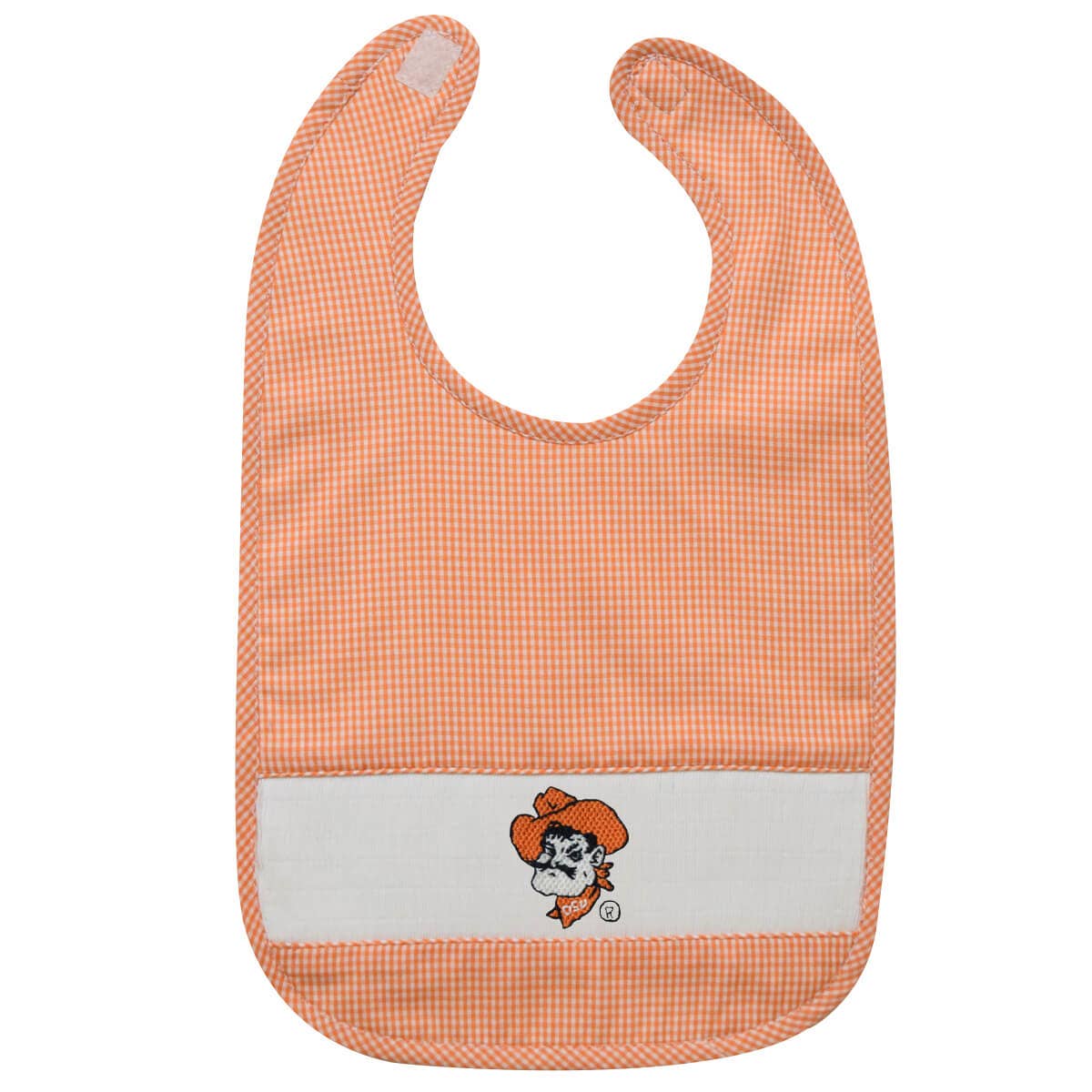 Oklahoma State Cowboys Smocked Orange Gingham BIB