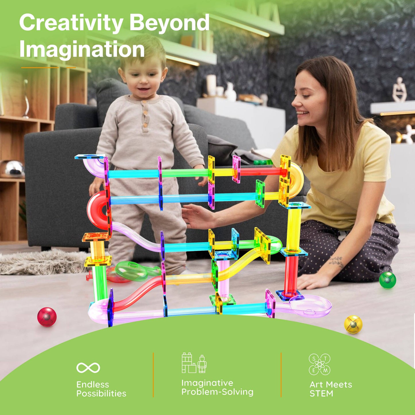 PicassoTiles Magnetic (Marble Run) Set