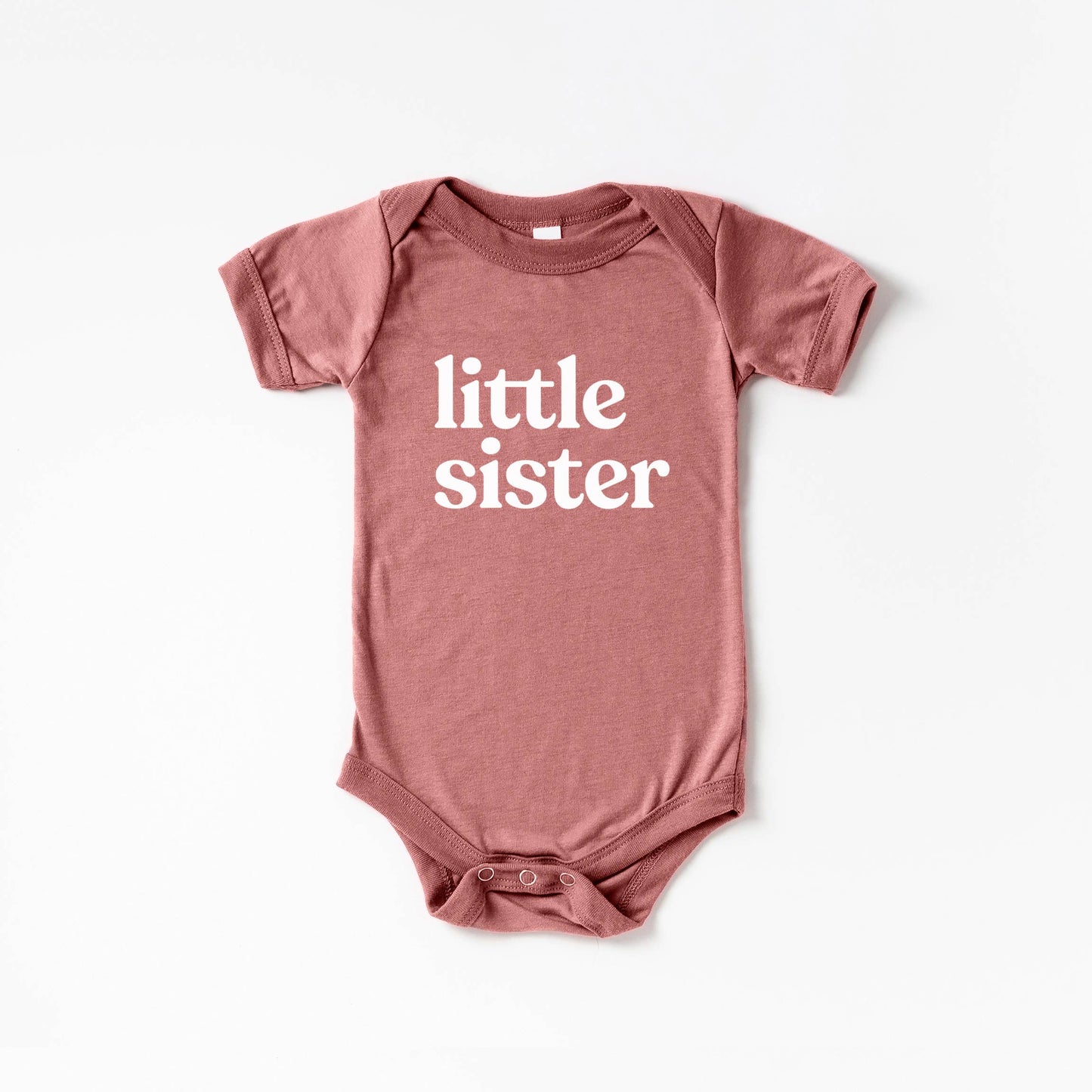 Little Sister Modern Baby Bodysuit
• Mauve Pink Outfit