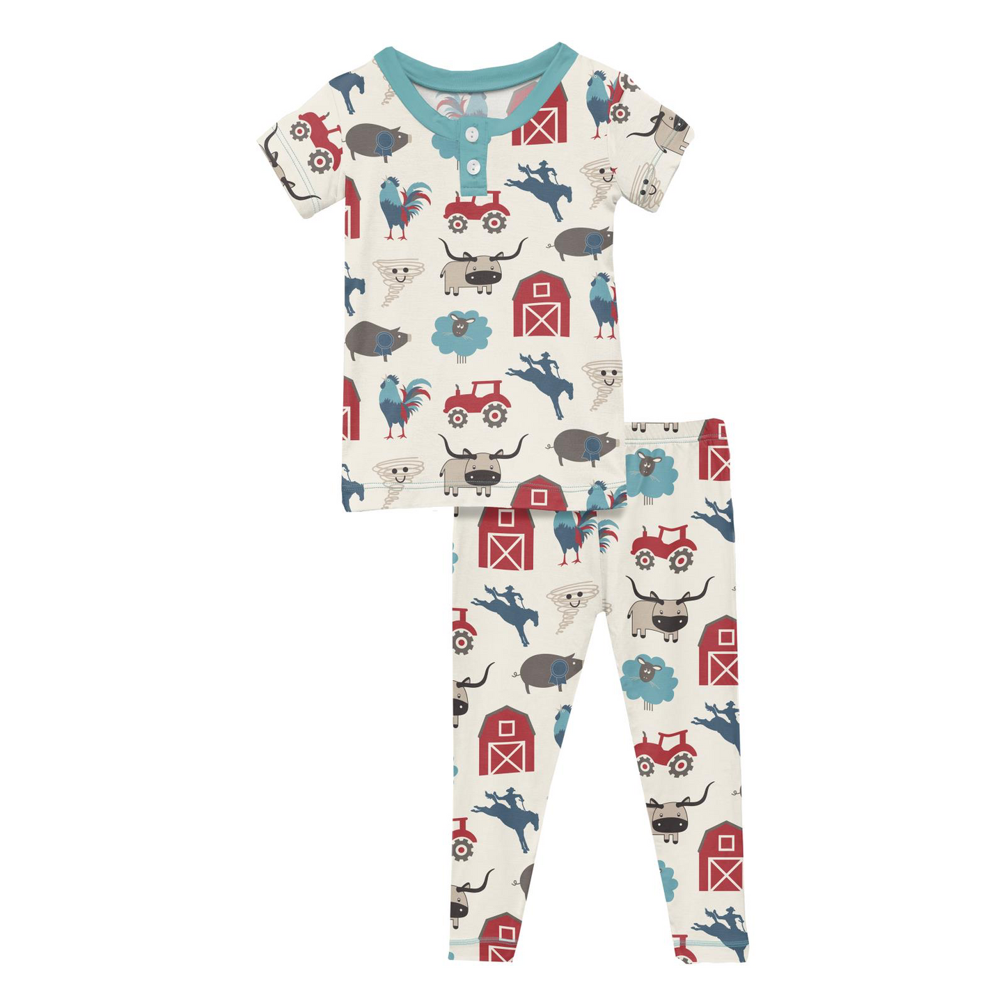 Glacier Rowdy Howdy Print Short Sleeve Henley Pajama Set