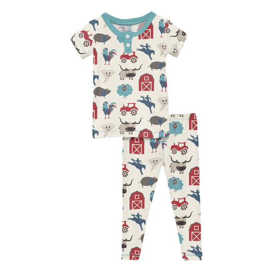 Glacier Rowdy Howdy Print Short Sleeve Henley Pajama Set