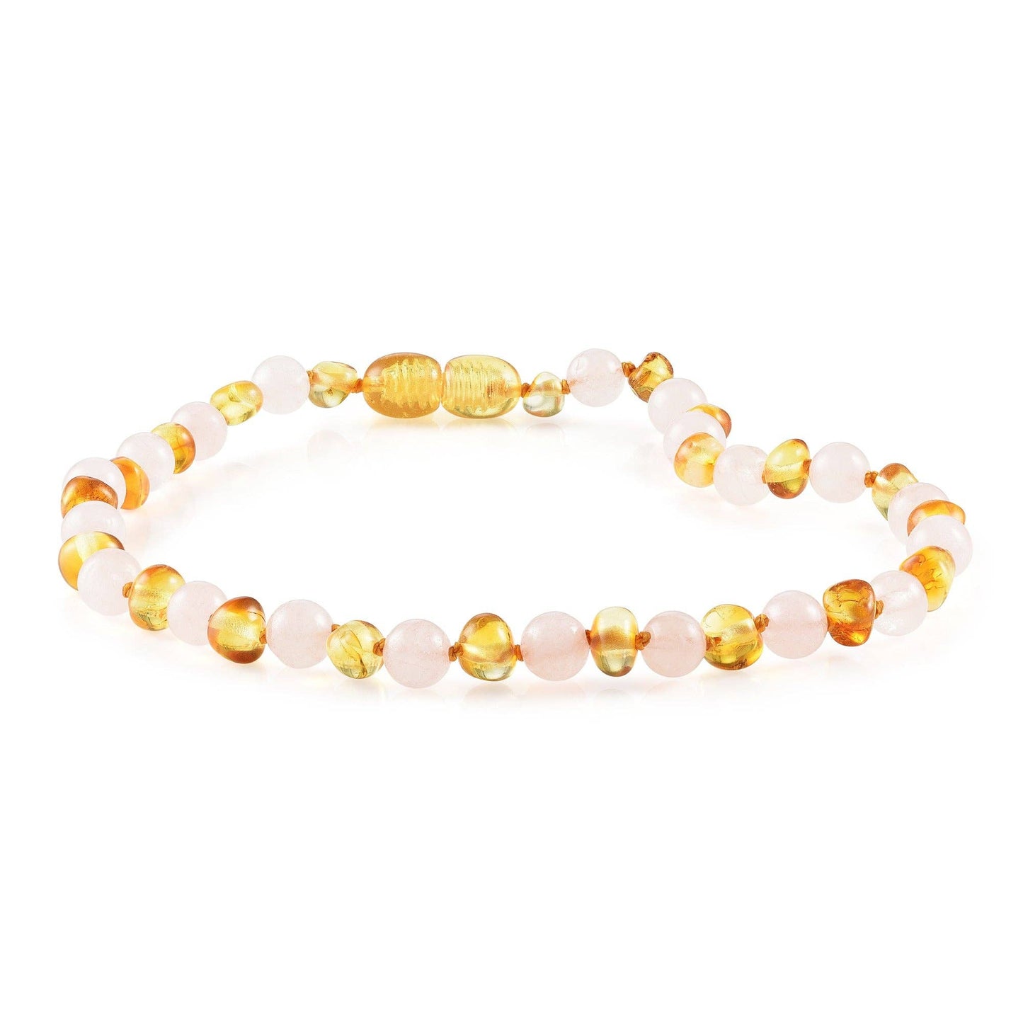Rose Quartz + Honey Amber Necklace