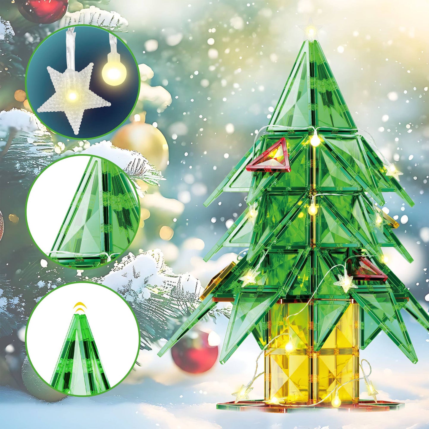 Christmas Tree Magnet Building Tiles - 106 Pieces