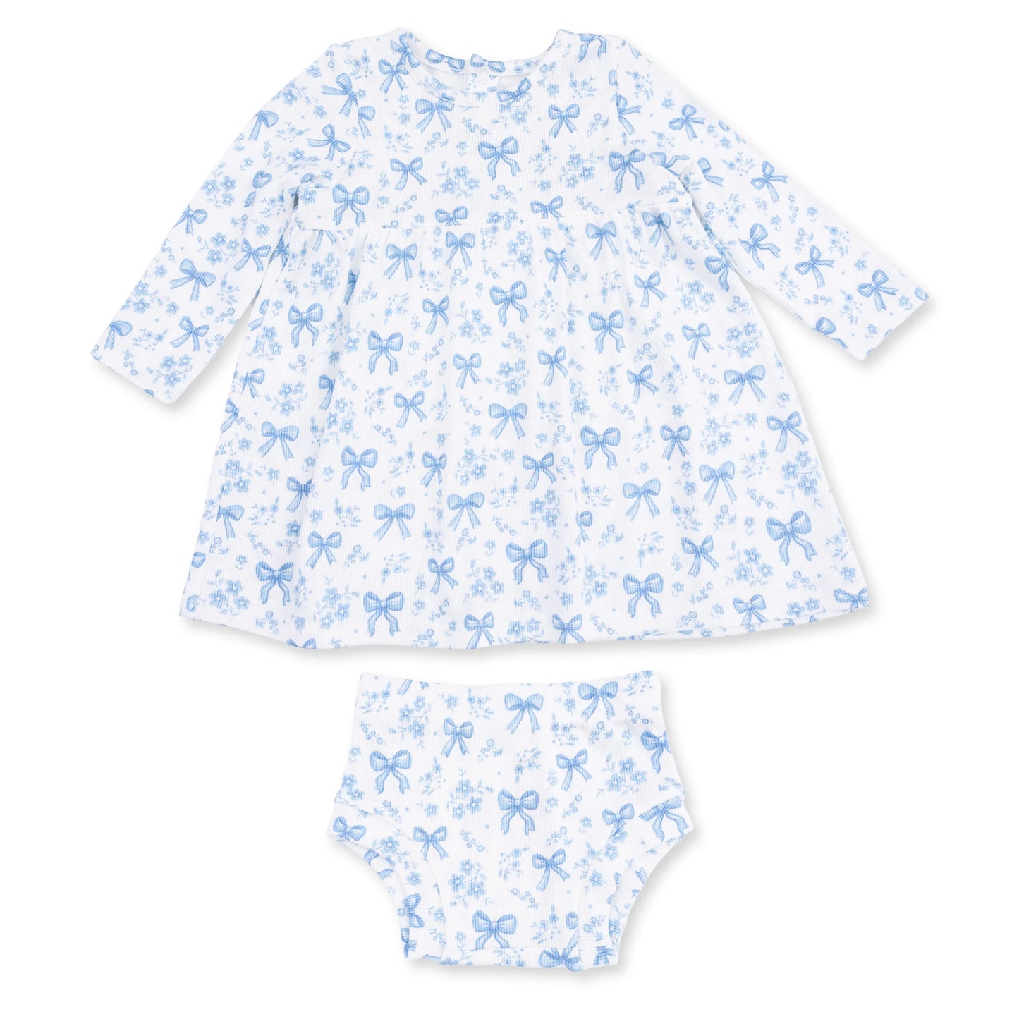 Blue Bows and Flowers | Simple Dress and Bloomer