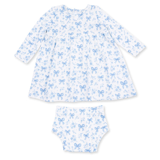 Blue Bows and Flowers | Simple Dress and Bloomer