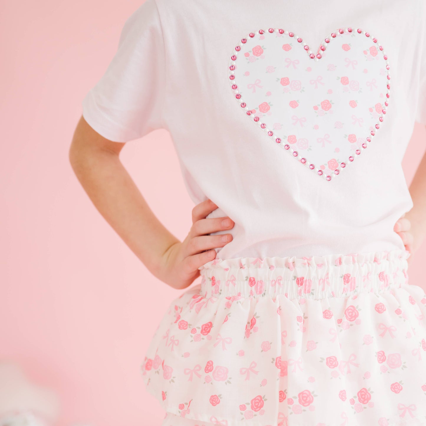 Dainty Rose Pearl Heart Patch | T-Shirt