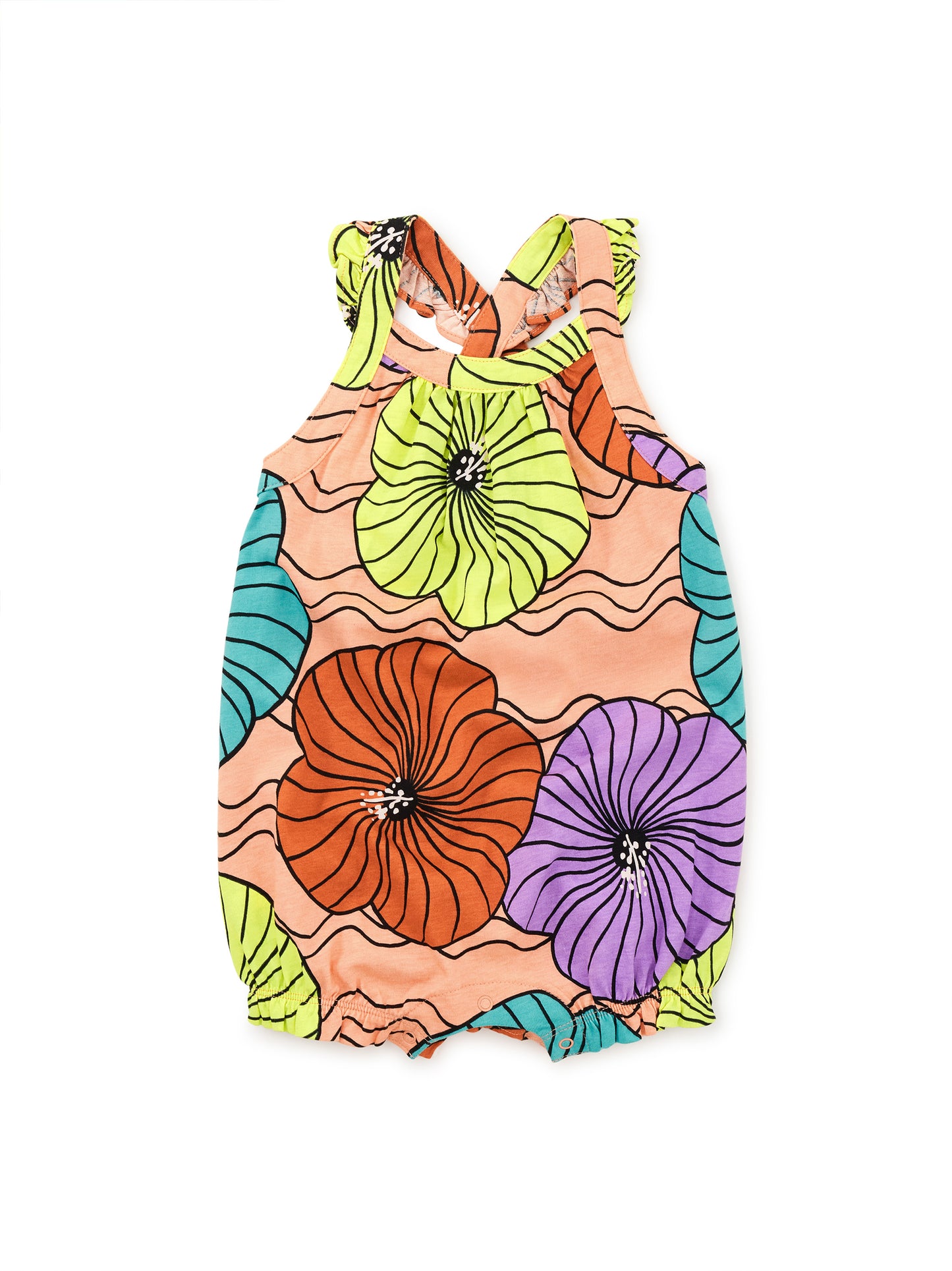 Leso Hibiscus Cross-Back Baby Romper