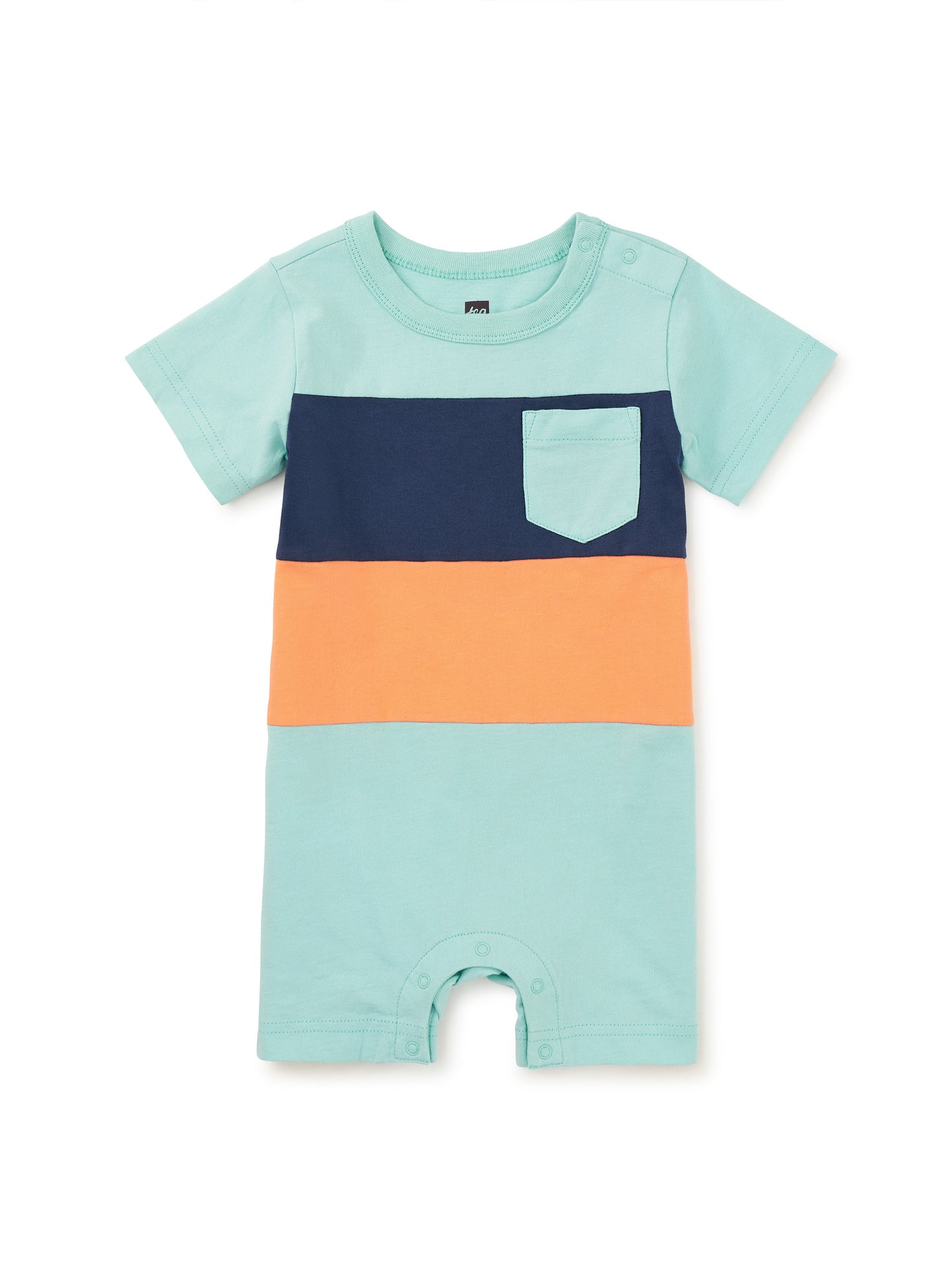 Canal Blue Pop Pocket Shortie Baby Romper