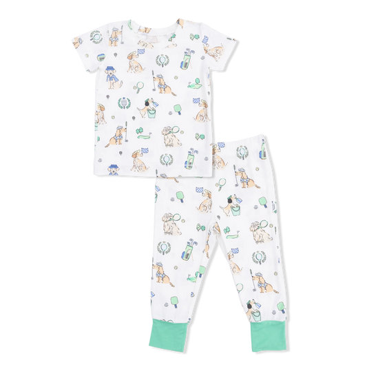 Short Sleeve Loungewear Set | Country Club Dogs Neutral