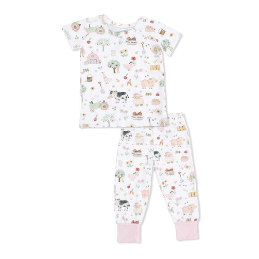 Cute Farm Animals Pink | Short Sleeve Loungewear Set