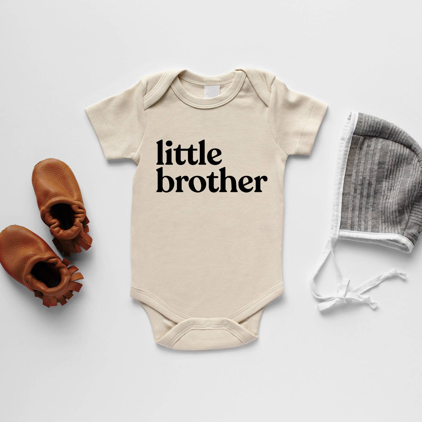 Cream Little Brother Organic Baby Bodysuit