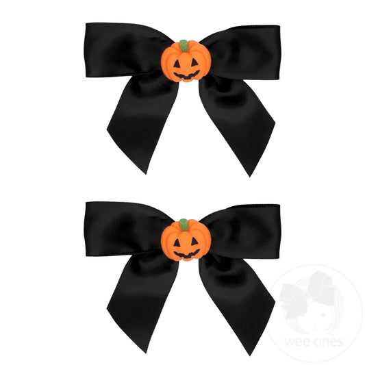 2 Pack Small Satin Jack o' Lantern Bows