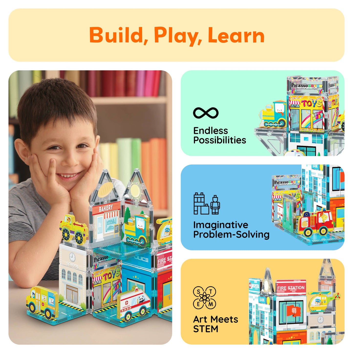 PicassoTiles 26pc (City Theme) Magnetic Tile Building Set