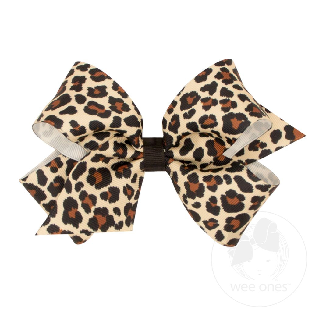 Medium Leopard Print Grosgrain Bow