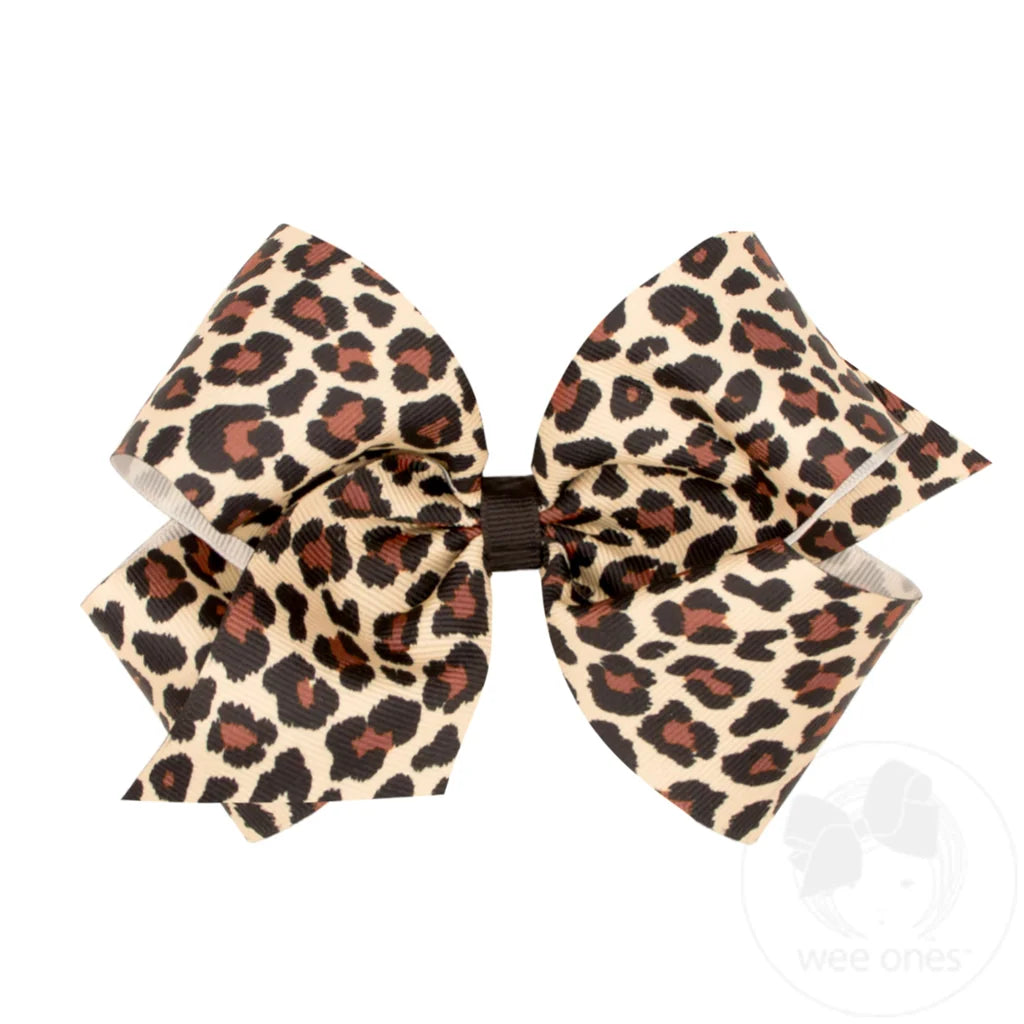King Leopard Print Grosgrain Bow
