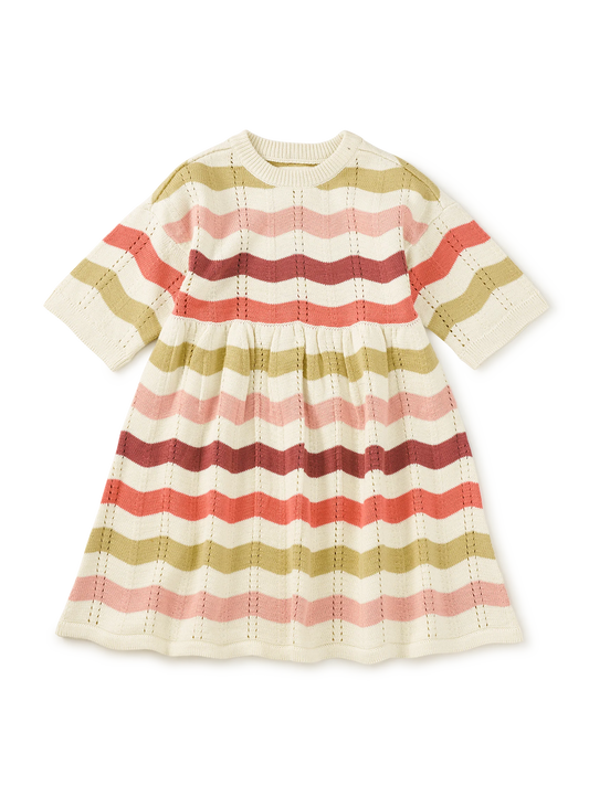 Wavy Stripe | Pointelle Sweater Dress