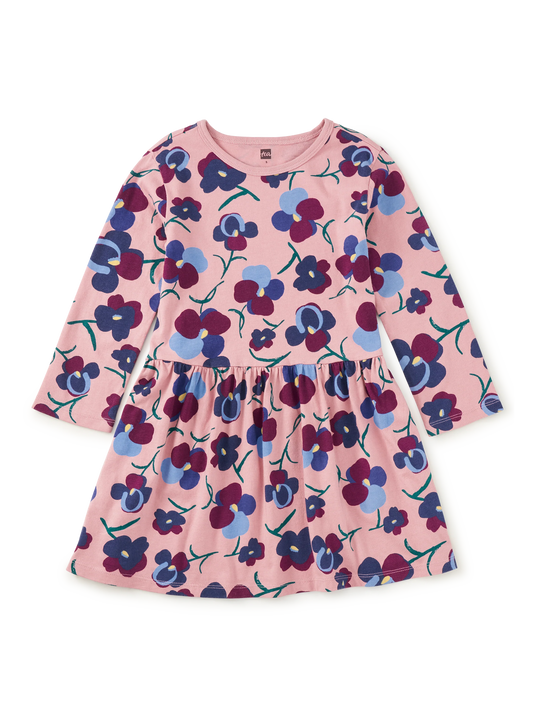 Painted Pansies | Long Sleeve Skirted Dress