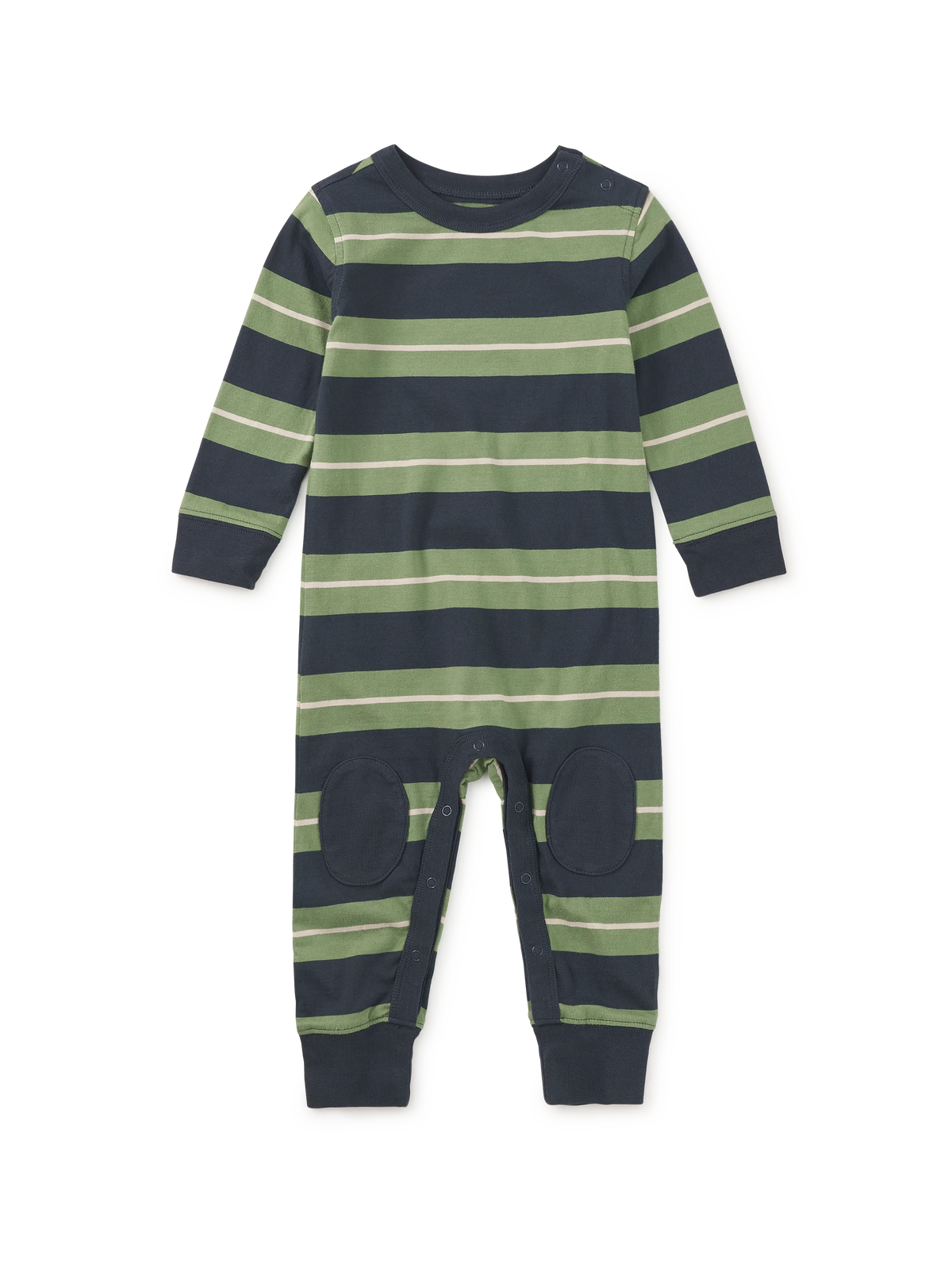 Stripe Knee Patch Baby Romper | Indigo