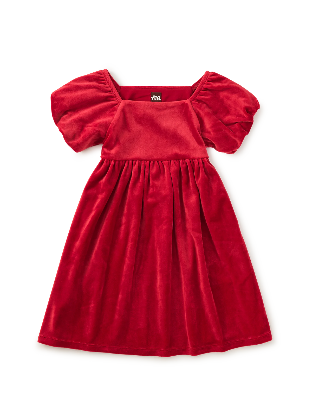 Puff Shoulder Velour Dress | Red Wagon
