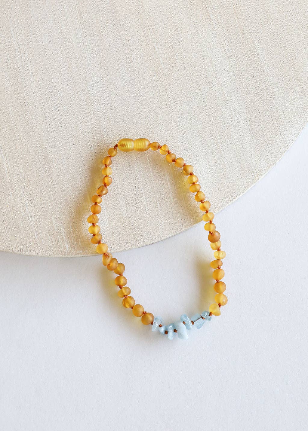 Raw Honey Baltic Amber + Aquamarine || Necklace