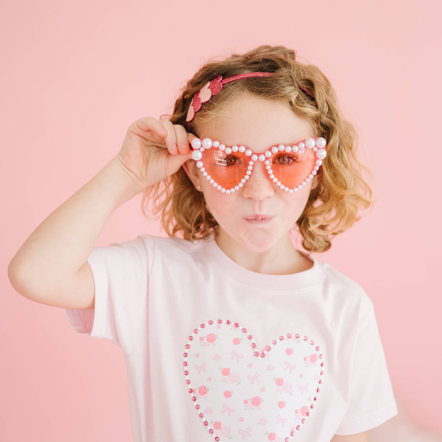 Dainty Rose Pearl Heart Patch | T-Shirt