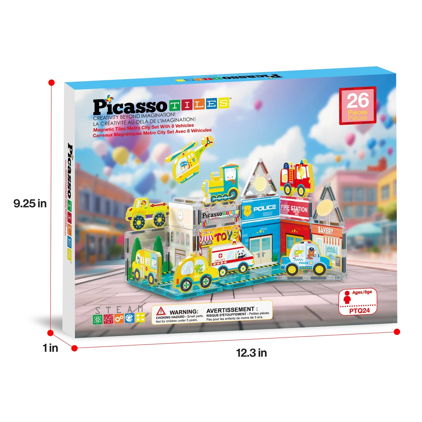 PicassoTiles 26pc (City Theme) Magnetic Tile Building Set