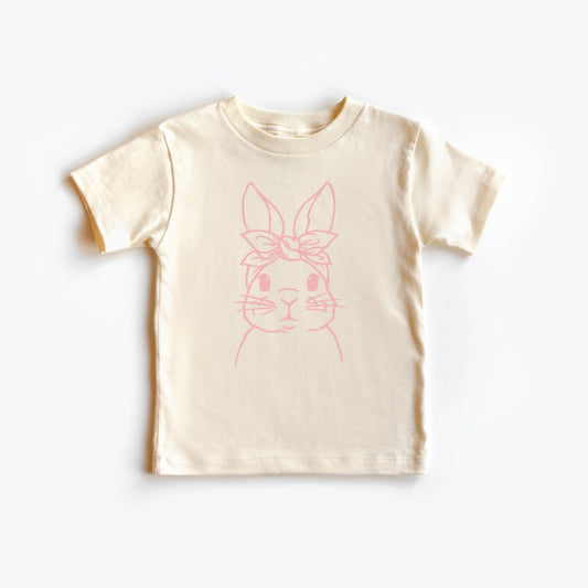 Pink Bunny Graphic Tee in Natural