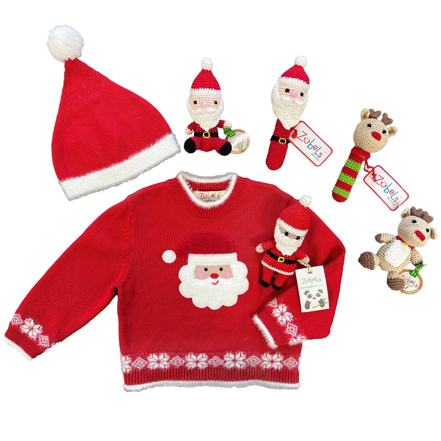 Santa Hand-Crochet Stick Rattle