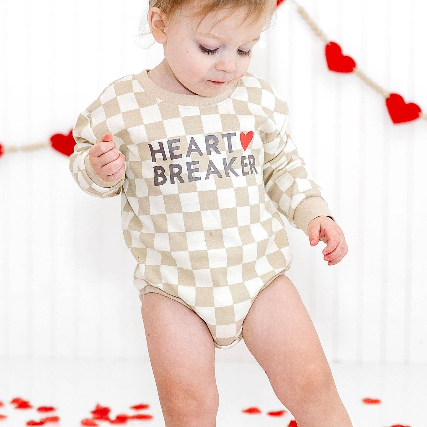 Heartbreaker Checkered Valentine's Day | Long Sleeve Romper