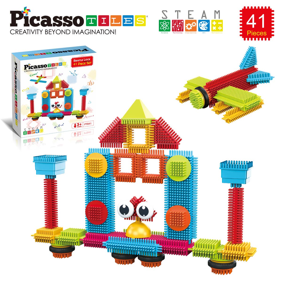 PicassoTiles 41 Piece Hedgehog Building Blocks Set PTB41