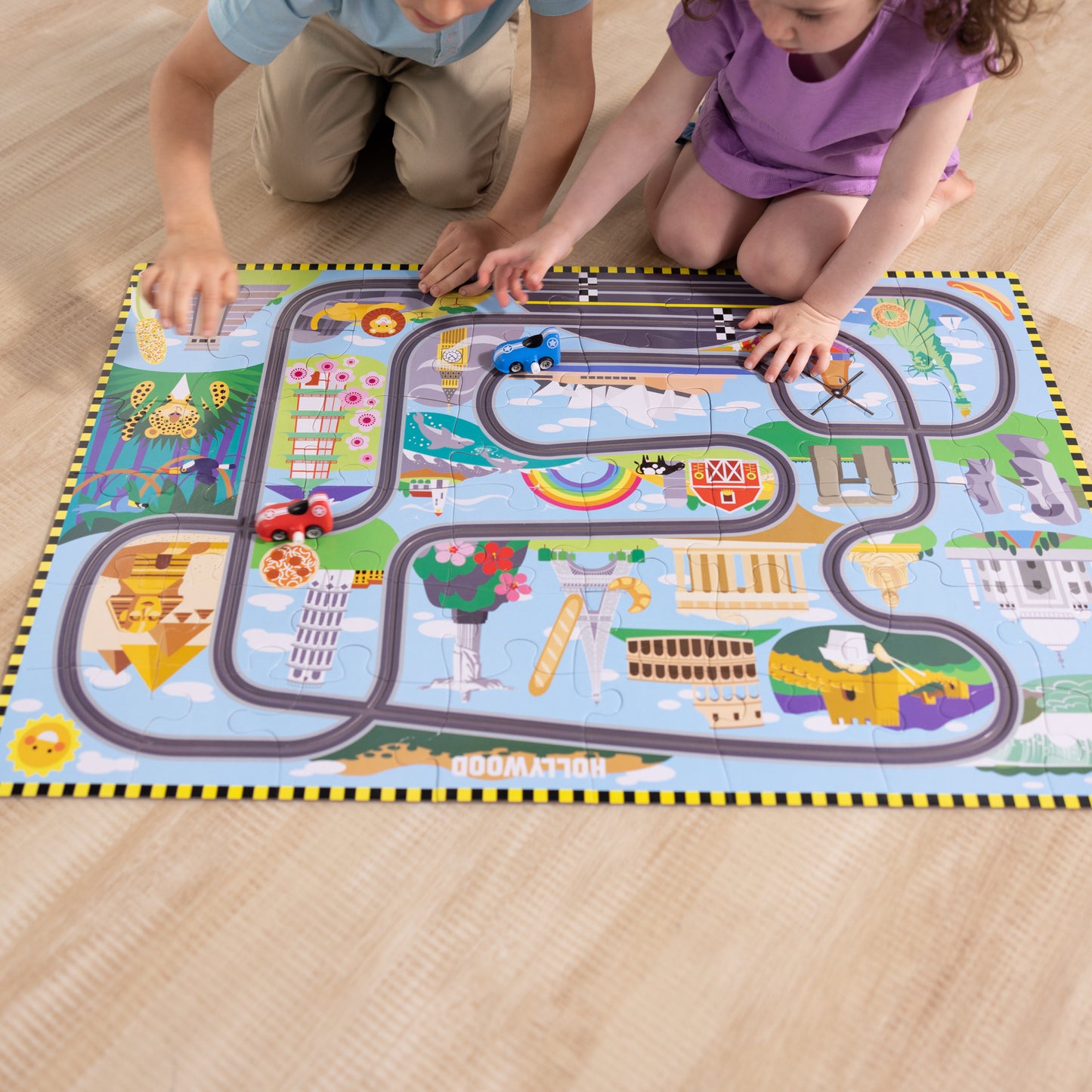 Race Track Floor Puzzle & Play Set 48 Piece