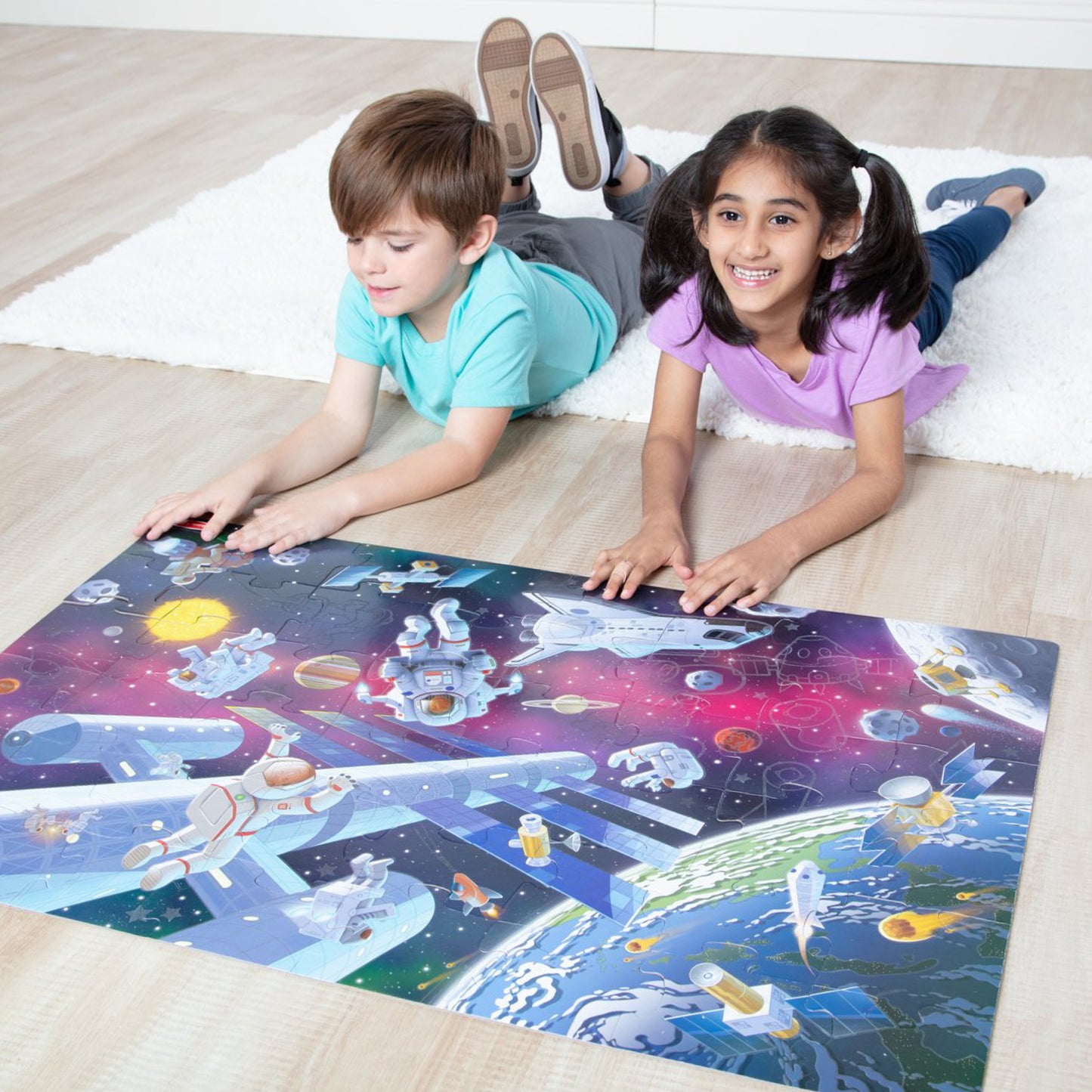 Outer Space Glow in the Dark Floor Puzzle 48 Pieces