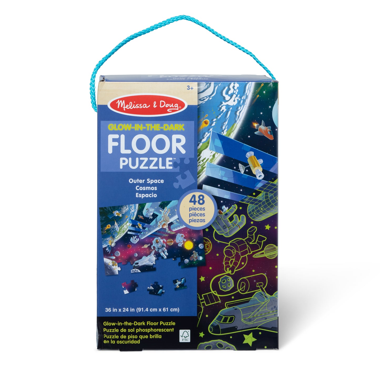 Outer Space Glow in the Dark Floor Puzzle 48 Pieces