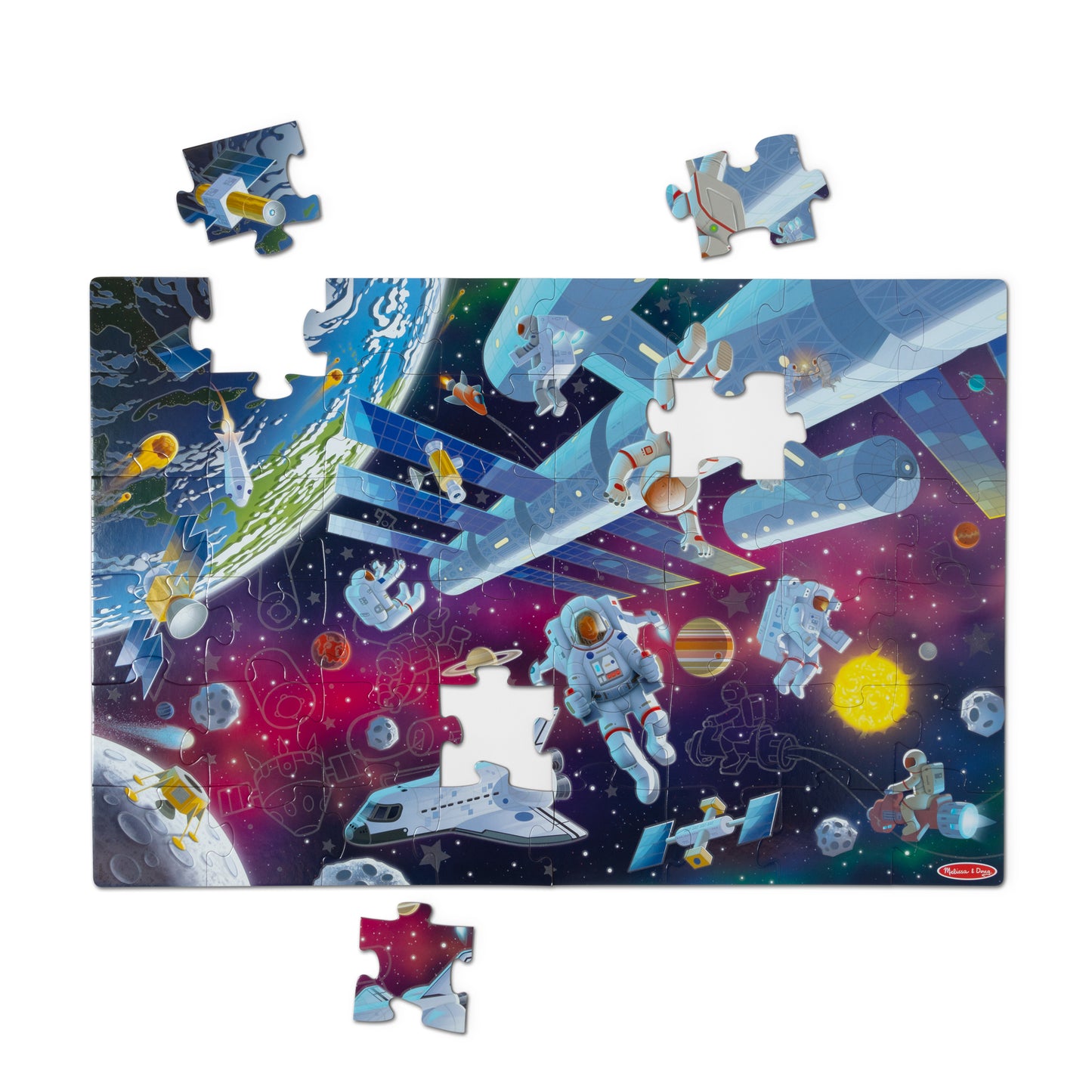 Outer Space Glow in the Dark Floor Puzzle 48 Pieces