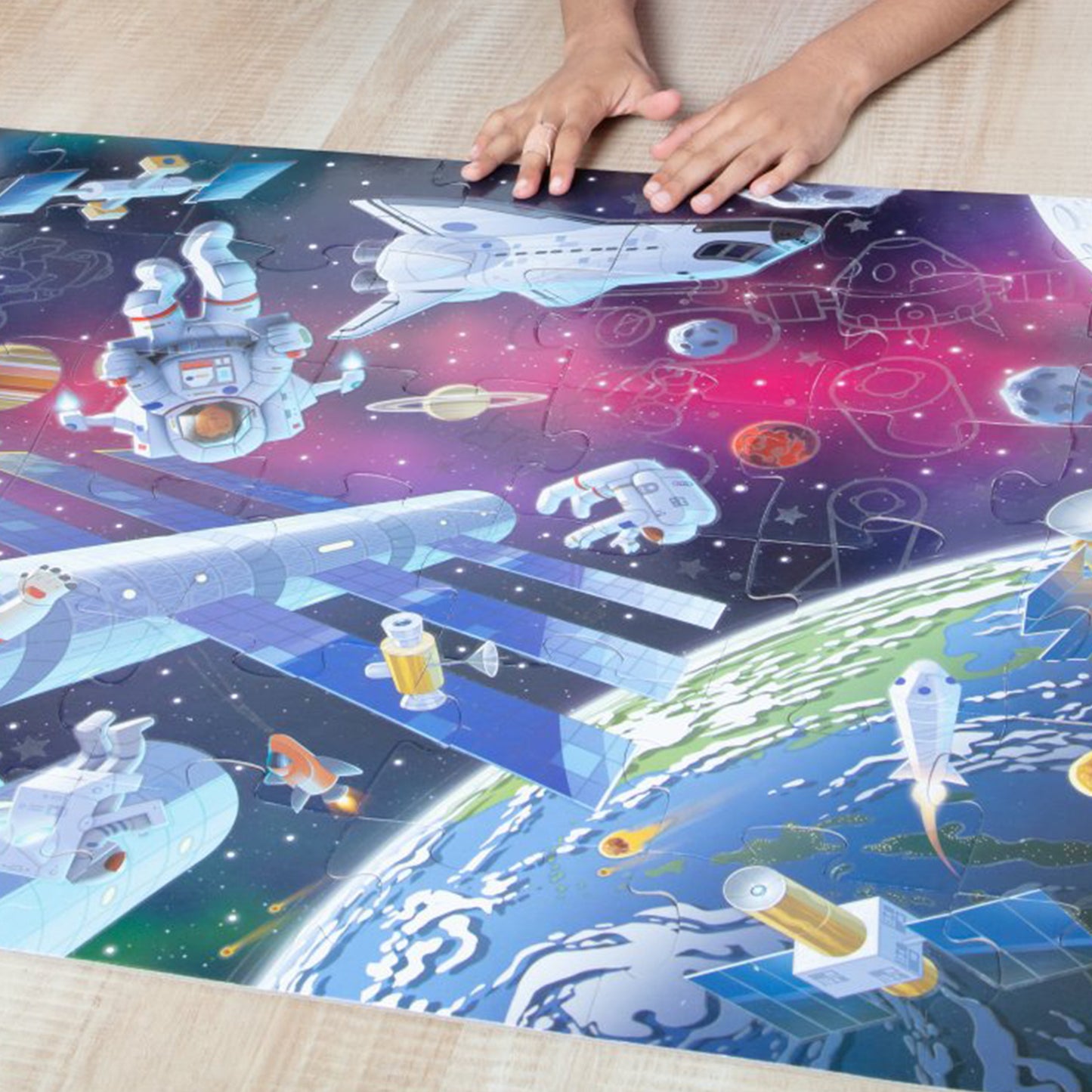 Outer Space Glow in the Dark Floor Puzzle 48 Pieces