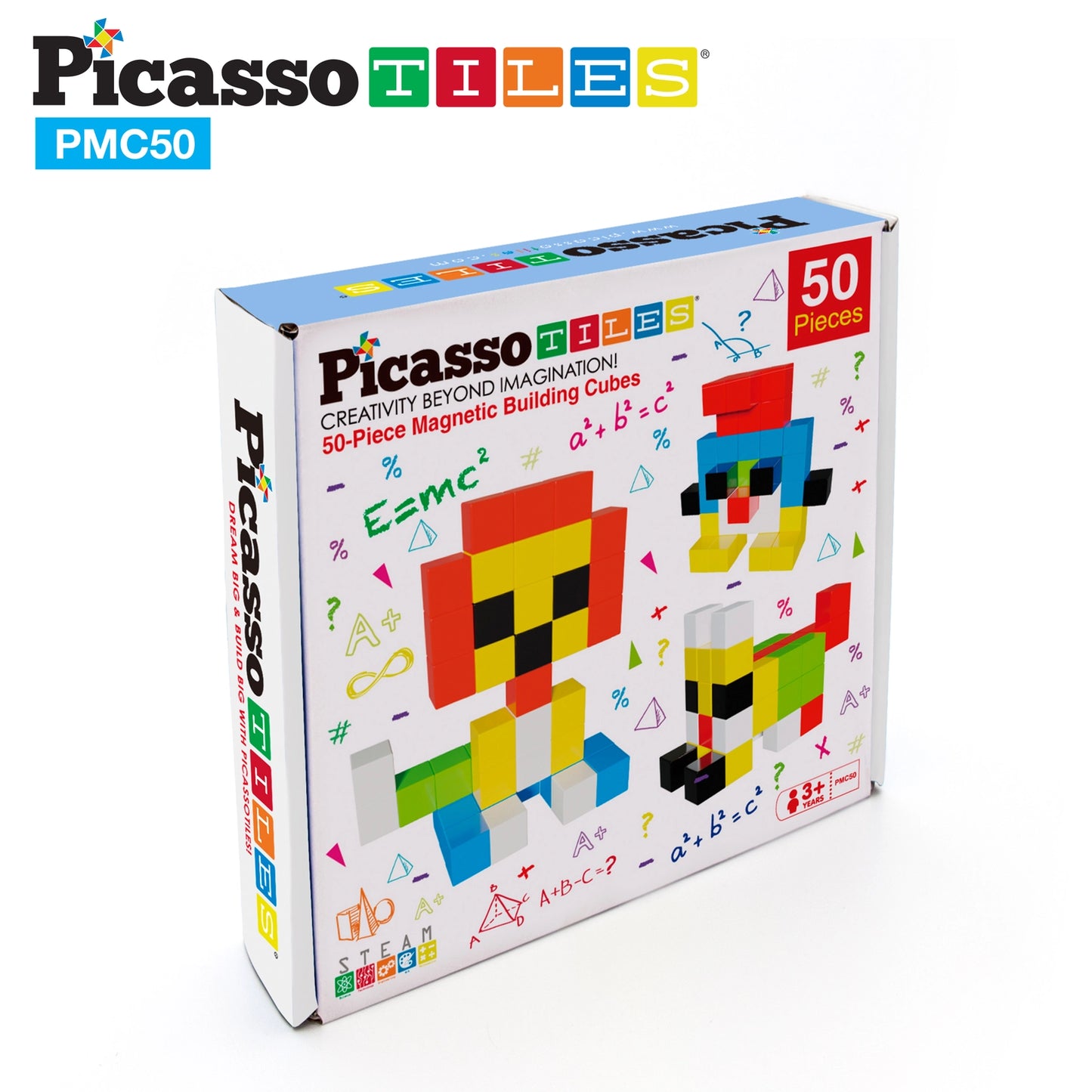 PicassoTiles 50pc 1" Pixel Magnetic Cube Set