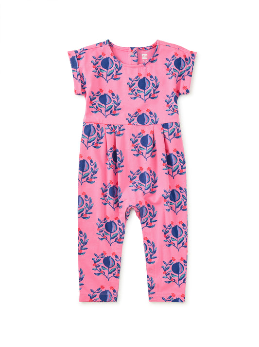 Pomegranate Floral | Cuff Sleeve Baby Romper