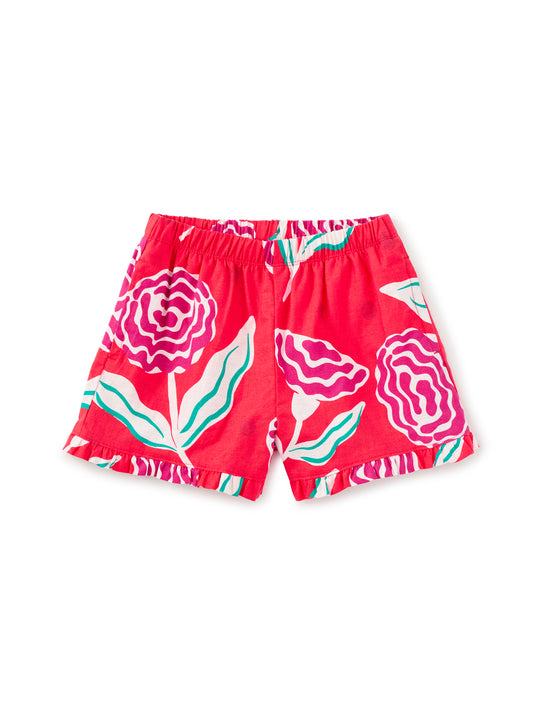 Flamenco Carnation | Ruffle Hem Woven Short