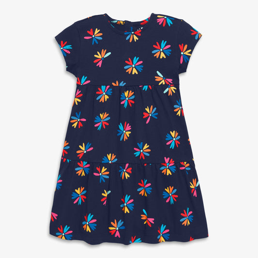 Tiered T-Shirt Dress In Bright Blooms