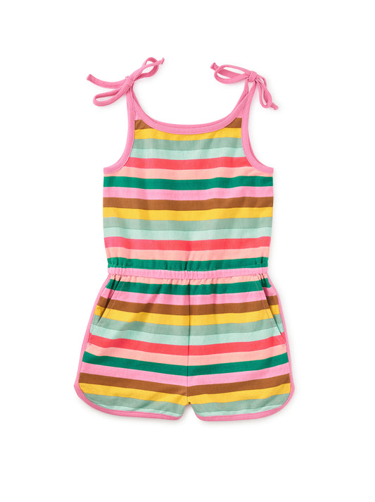Tie Shoulder Sporty Romper | San Sebastian Stripe