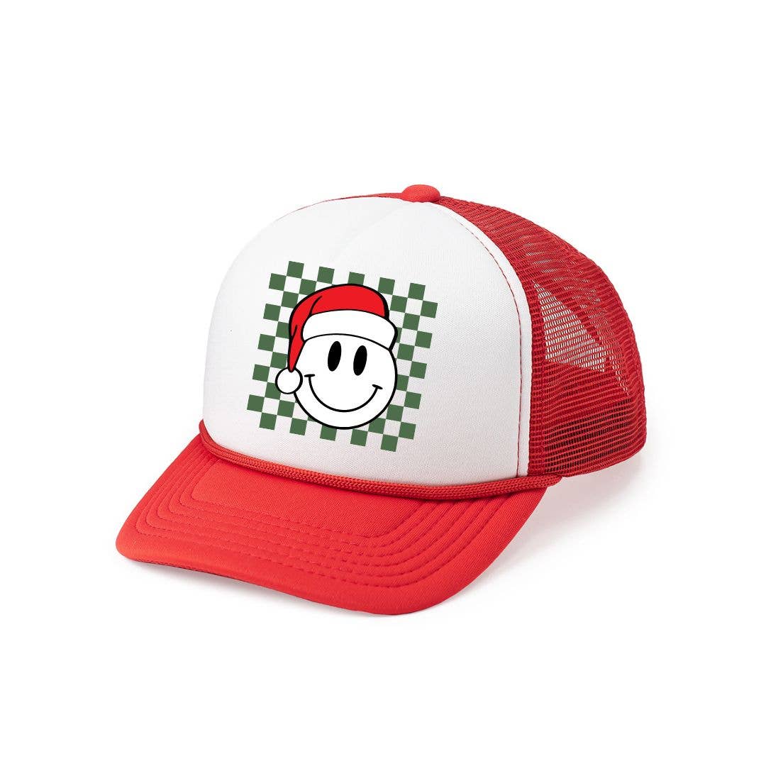 Santa Smiley Christmas Trucker Hat | Kids Holiday Hat
